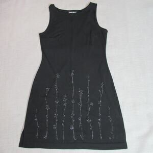 Vtg Just Choon Dress Womens Size 11 Black Beaded Sleeveless Cocktail Evening Y2K